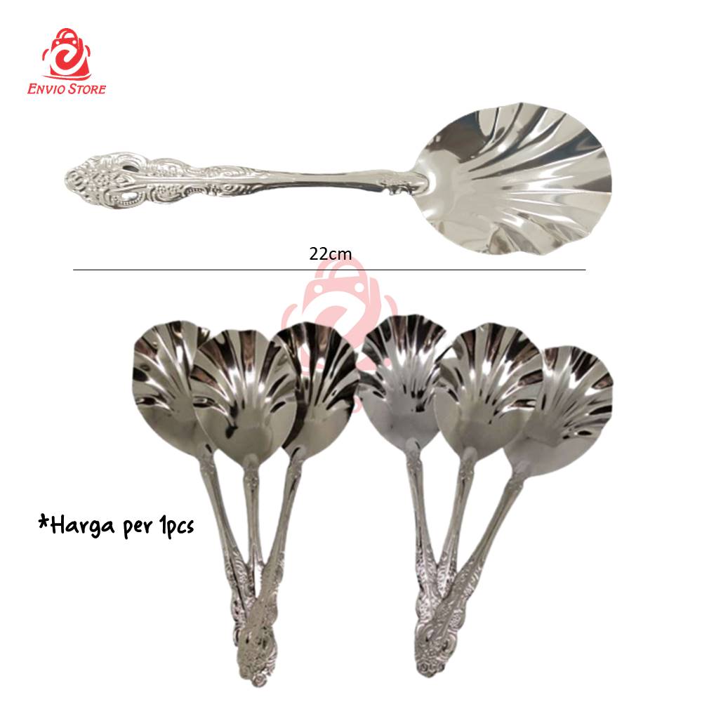 Centong Kuah Sayur Motif Kerang Stainless - Sendok Prasmanan Centong Kuah Sayur Motif Kerang Stainless - Sendok Prasmanan