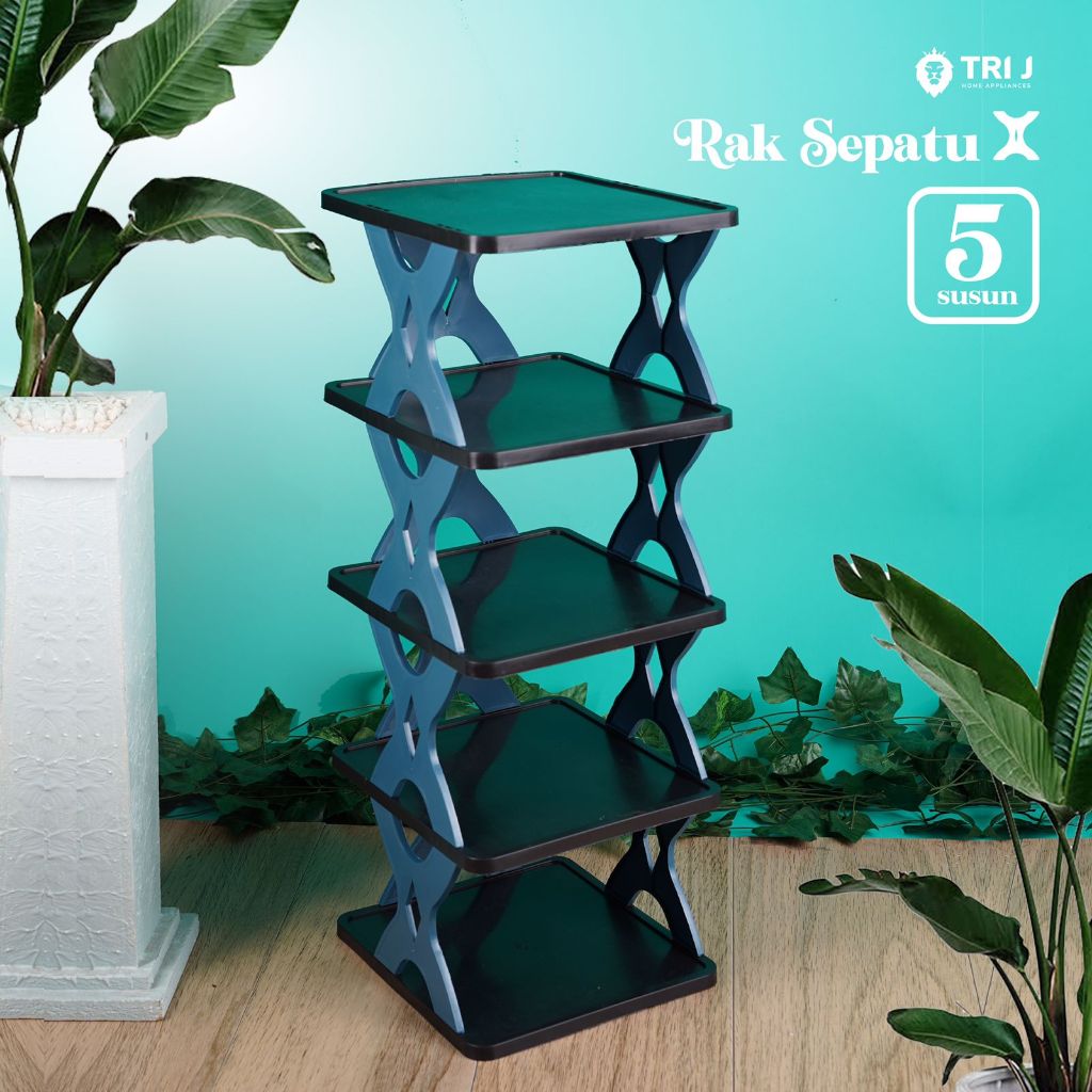 TRI J - Rak Sepatu X 5 Susun Plastik (Rak Portable Sepatu 5 Tingkat)
