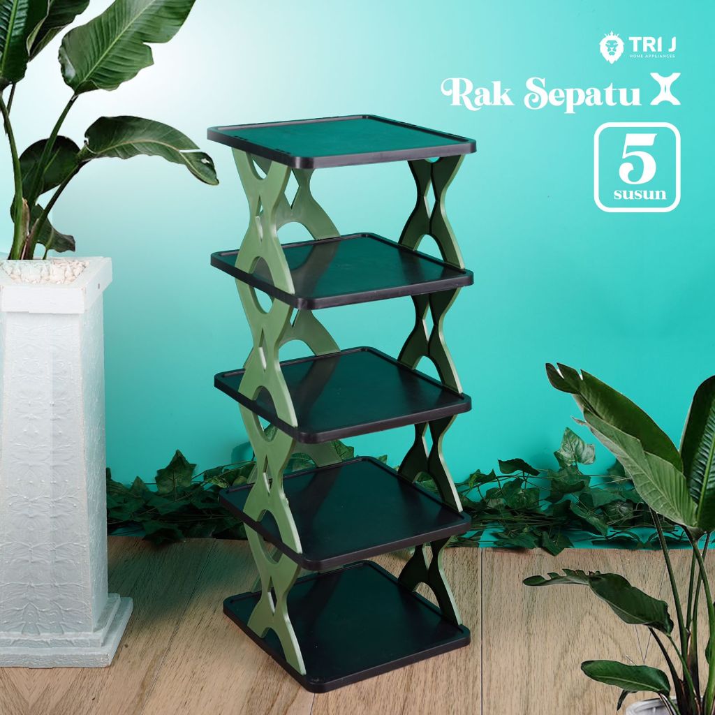 TRI J - Rak Sepatu X 5 Susun Plastik (Rak Portable Sepatu 5 Tingkat)