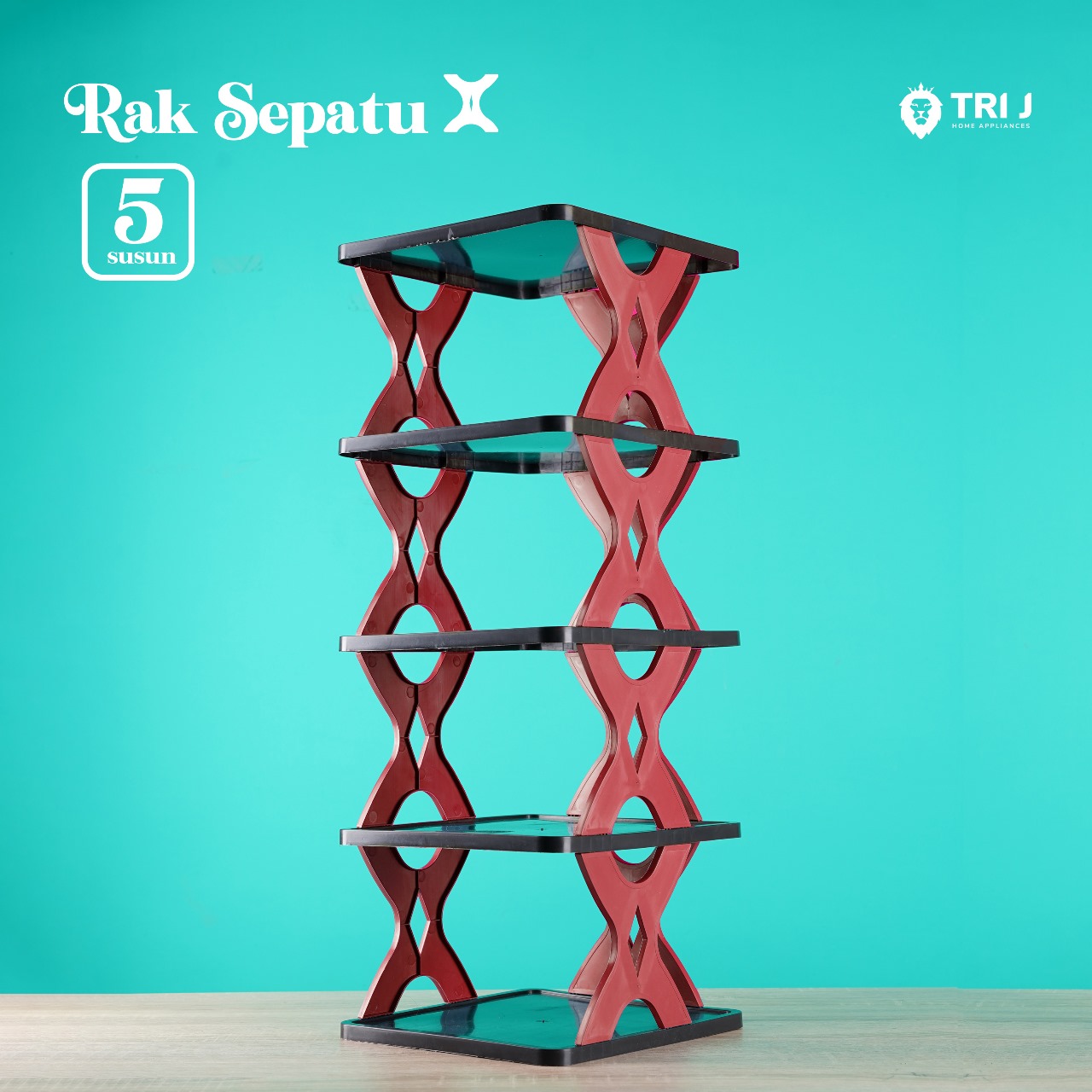 TRI J - Rak Sepatu X 5 Susun Plastik (Rak Portable Sepatu 5 Tingkat)