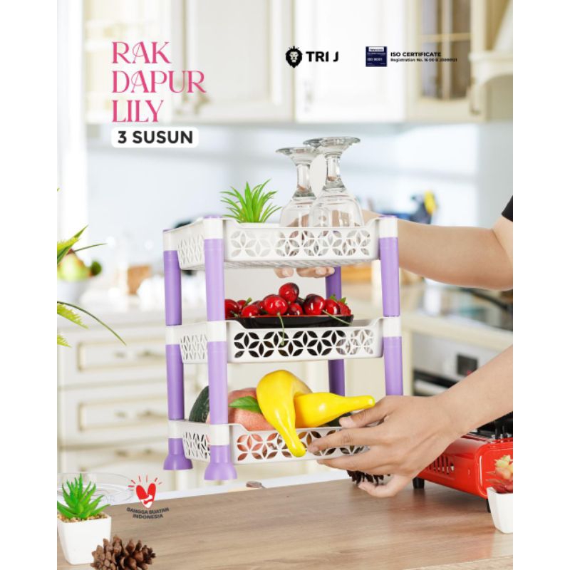 TRI J - Rak Dapur 3 Susun (Rak Penyimpanan Dapur)