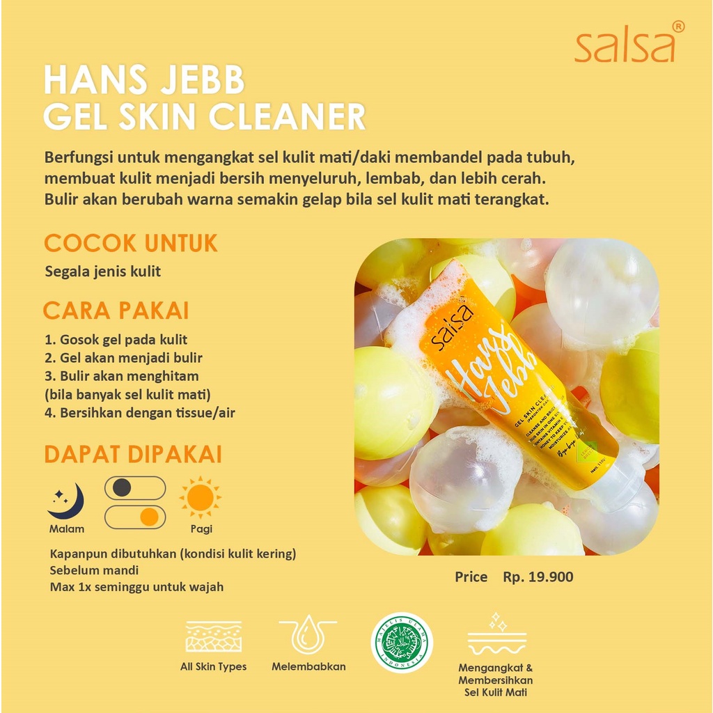 SALSA Hans Jebb Gel Skin Cleanser Sweet Tropical 110gr (Penghilang Daki Tanpa Bilas)