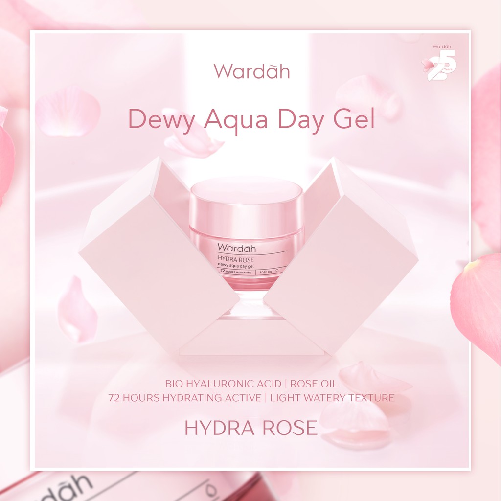 Wardah Hydra Rose Dewy Skin Starter Kit 3in1 (Facial Wash 20ml, Toner 30ml, Day Gel 8ml) *