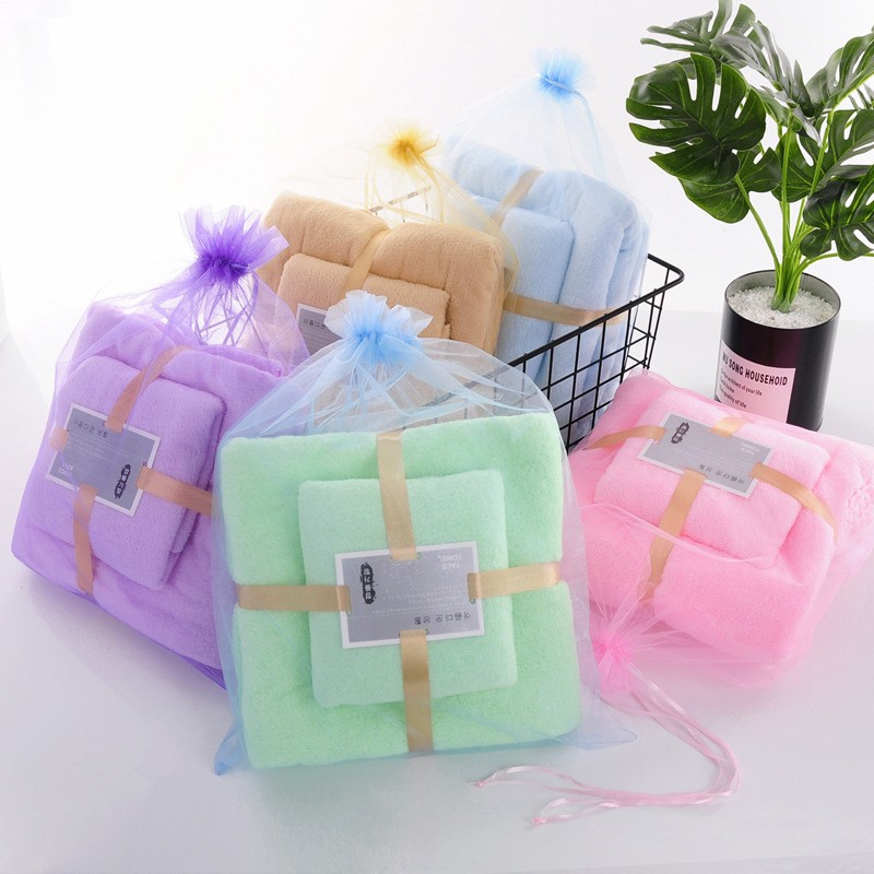 Handuk Set 2in1 Polos (Handuk Mandi+Wajah)