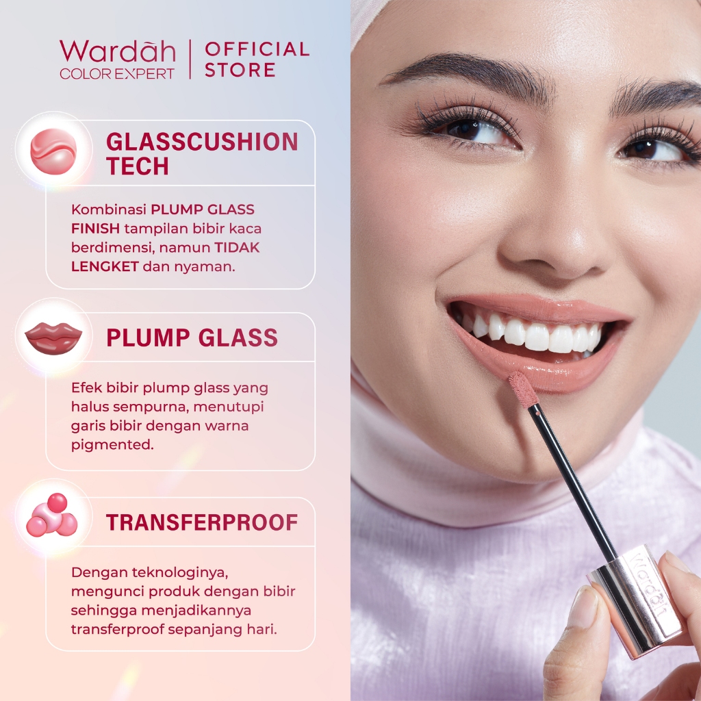Wardah Glasting Liquid Lip 3.5gr (Lip Cream Transferproof) - 06 Ruby Sparks