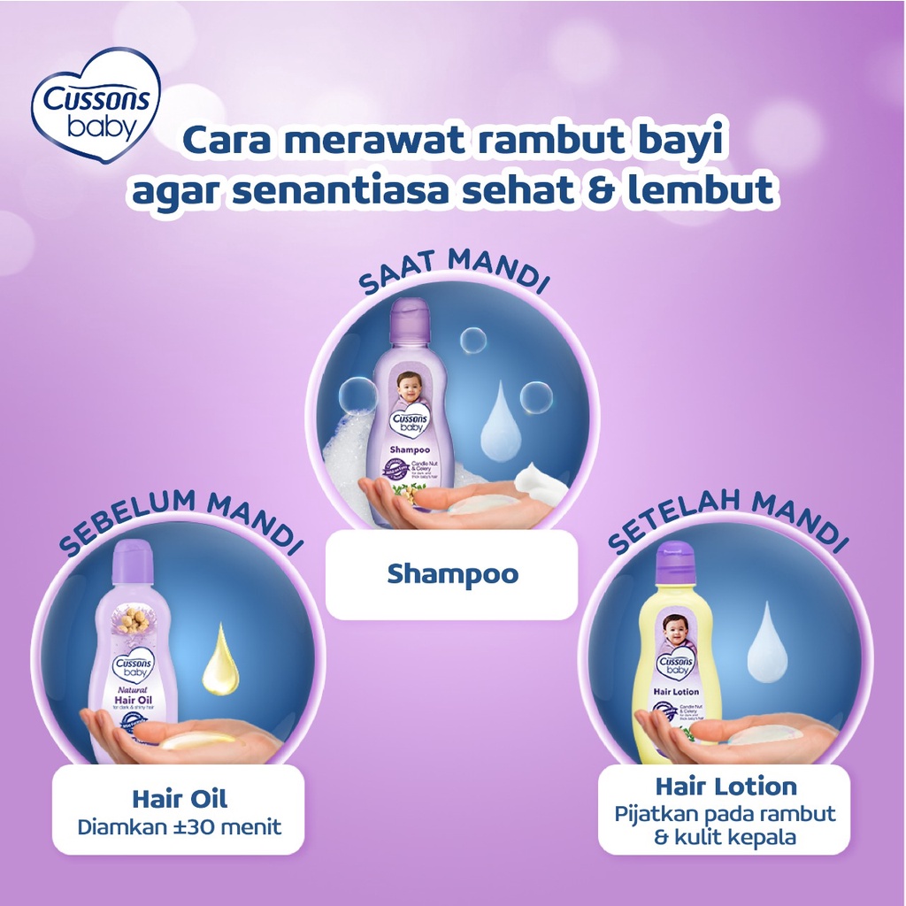 Cussons Baby Hair Lotion 200ml (100 + 100) - Candle Nut & Celery