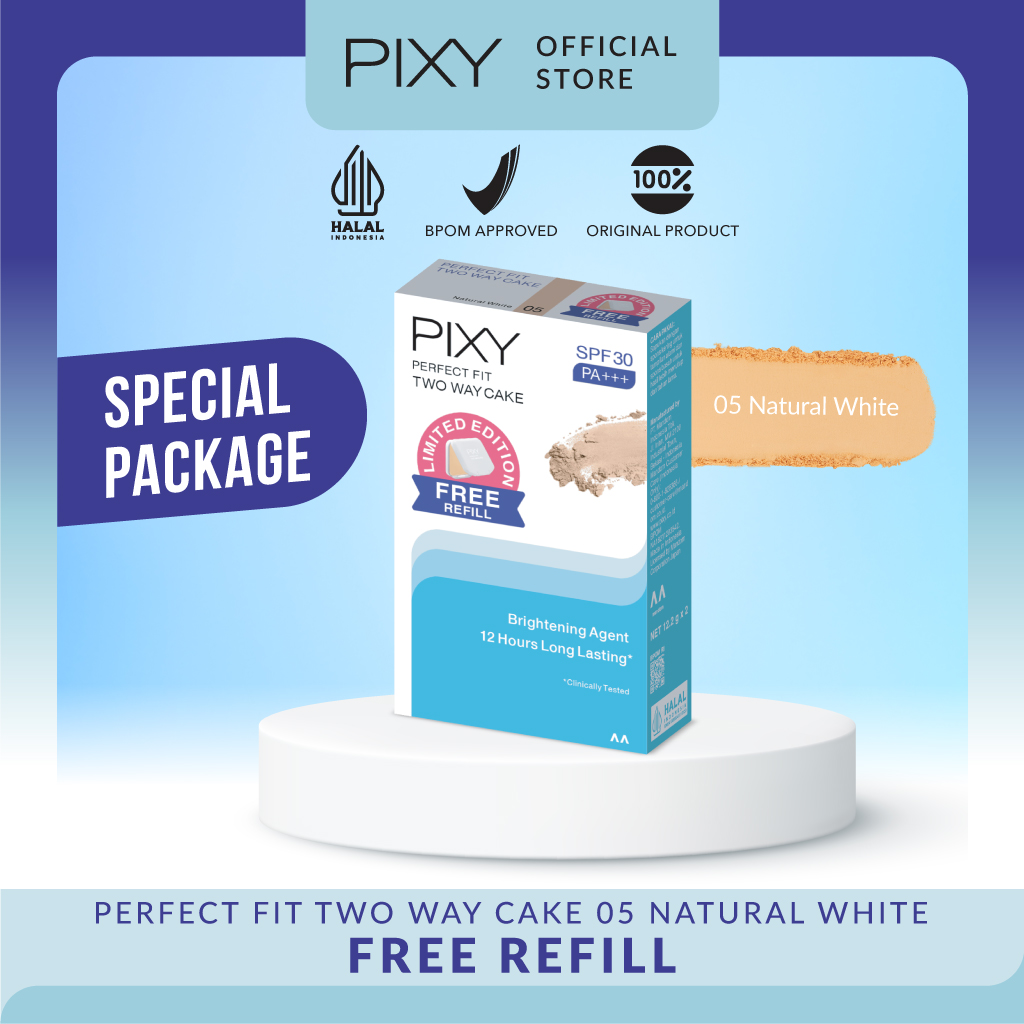 Pixy (Buy1 Free1) UV Whitening TWC Perfect Fit Full Size + Refill - 05 Natural White