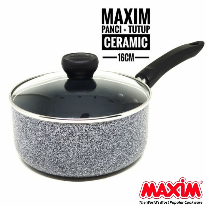 Maspion Maxim Neostone Sauce Pan 18cm + Tutup Kaca (Panci Susu Ceramic)