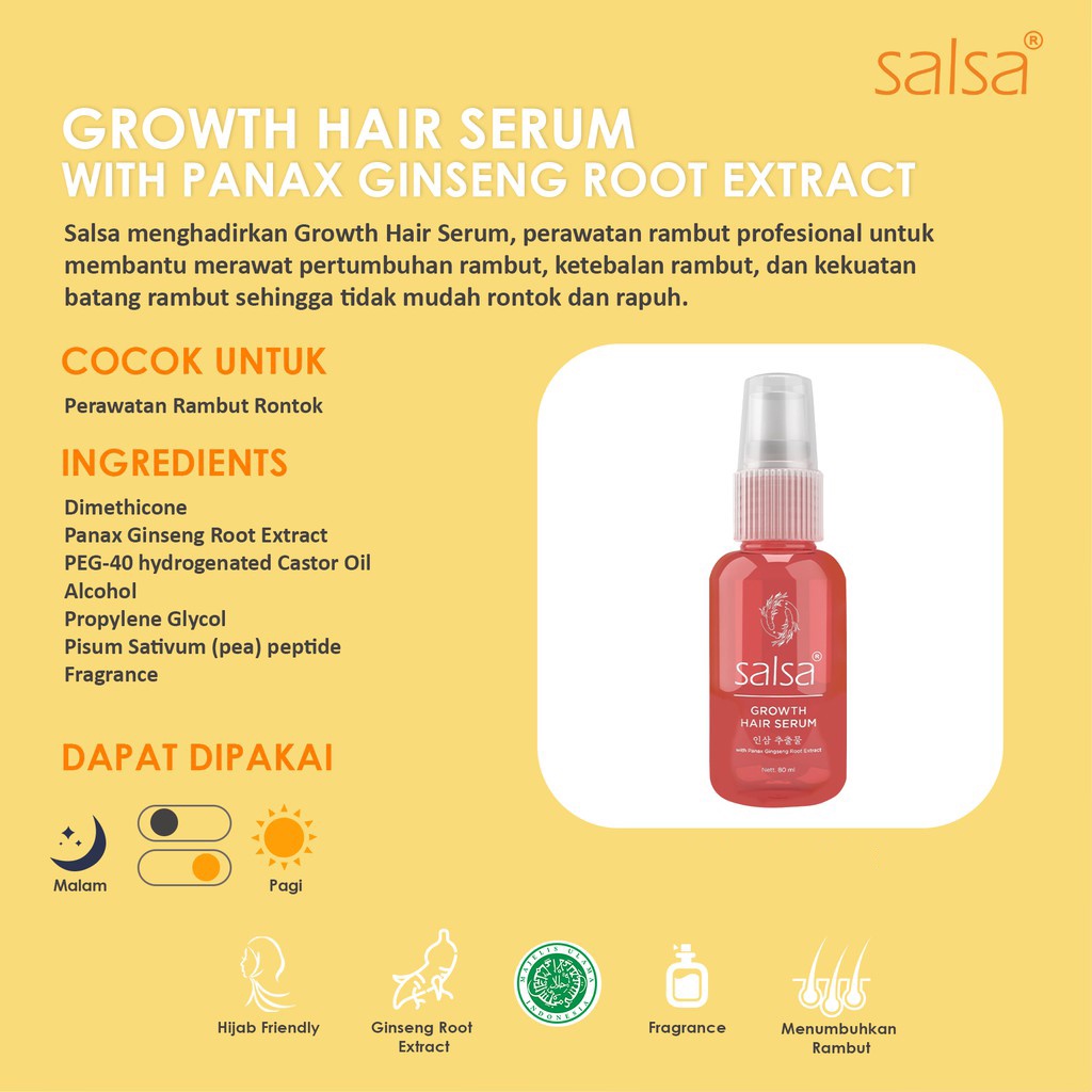 SALSA Hair Serum Spray 80ml - Growth (Merah) - Serum Perawatan Rambut