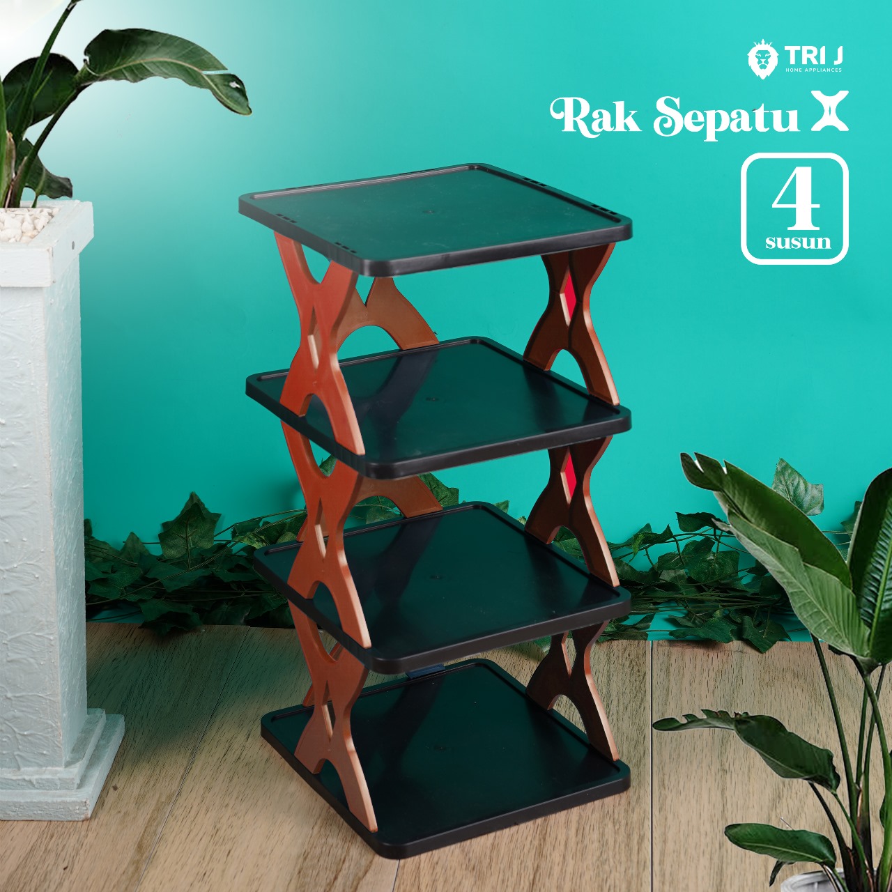 TRI J - Rak Sepatu X 4 Susun Plastik (Rak Portable Sepatu 4 Tingkat)