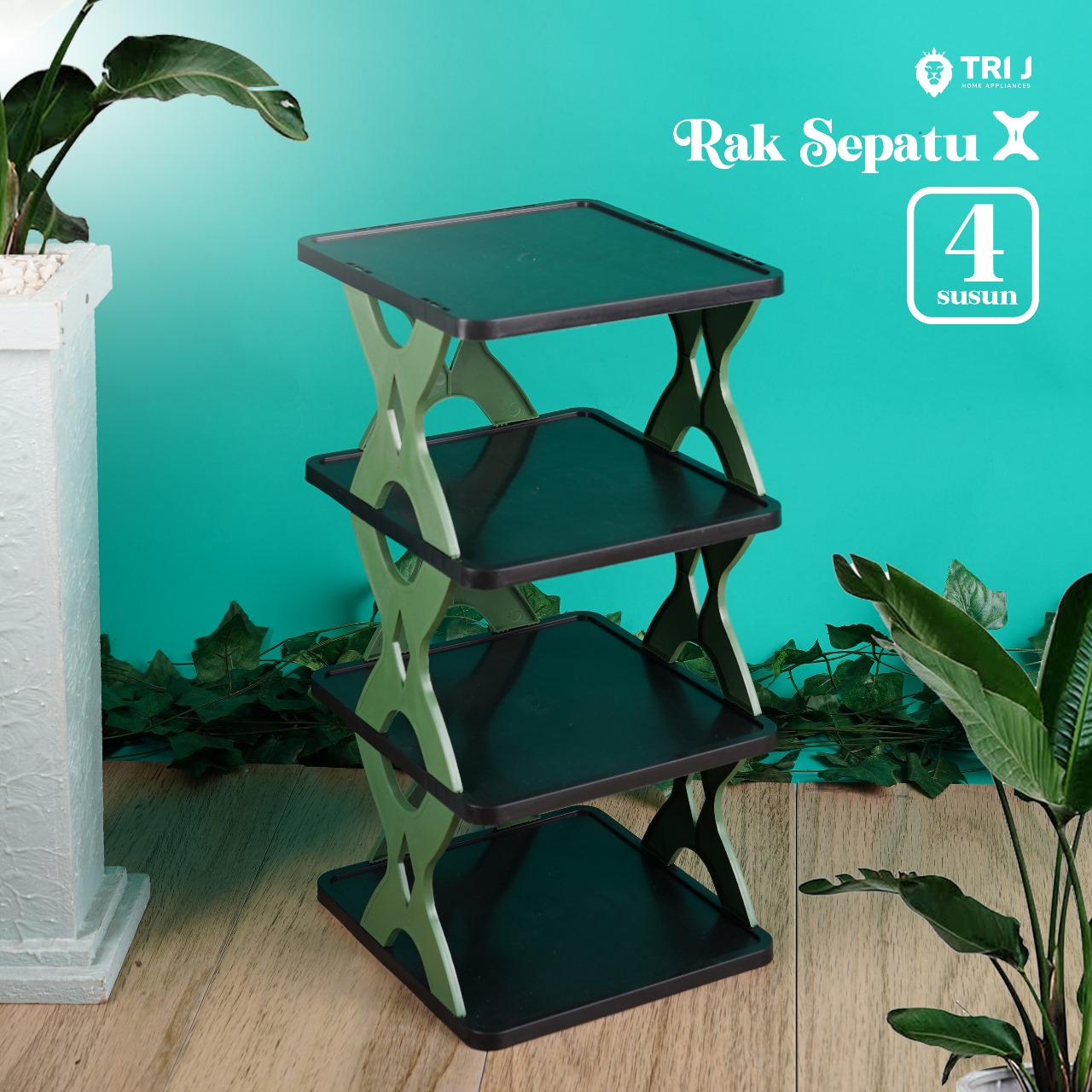 TRI J - Rak Sepatu X 4 Susun Plastik (Rak Portable Sepatu 4 Tingkat)
