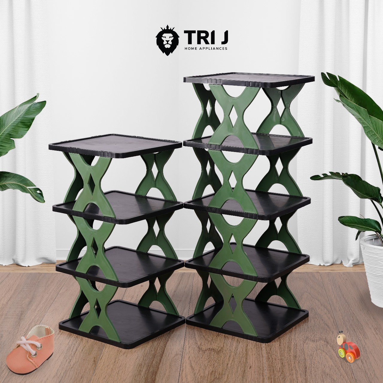 TRI J - Rak Sepatu X 4 Susun Plastik (Rak Portable Sepatu 4 Tingkat)