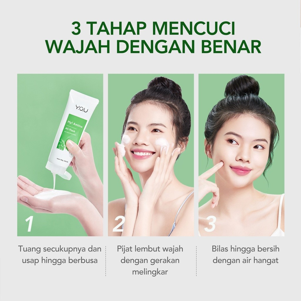 YOU Hy! Amino AC-Ttack Anti-Acne Facial Wash 50gr (Hijau)