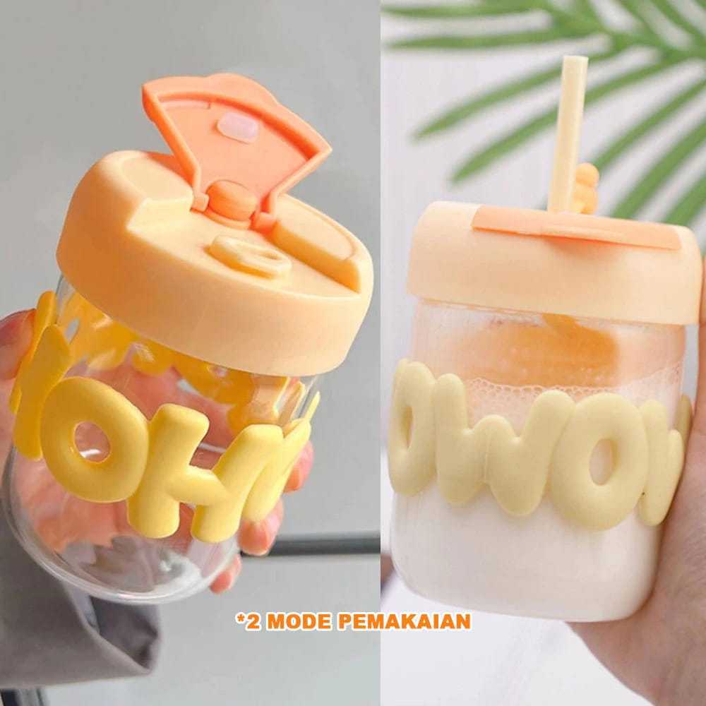 Tumblr Gelas Minum Kaca HOHO 350ml - Botol Minum