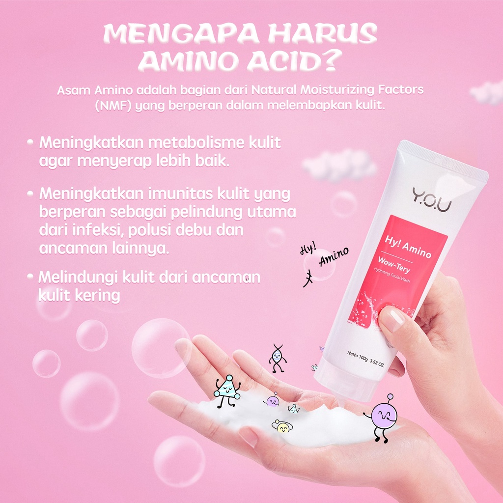 YOU Hy! Amino Wow-Tery Hydrating Facial Wash 50gr (Pink)
