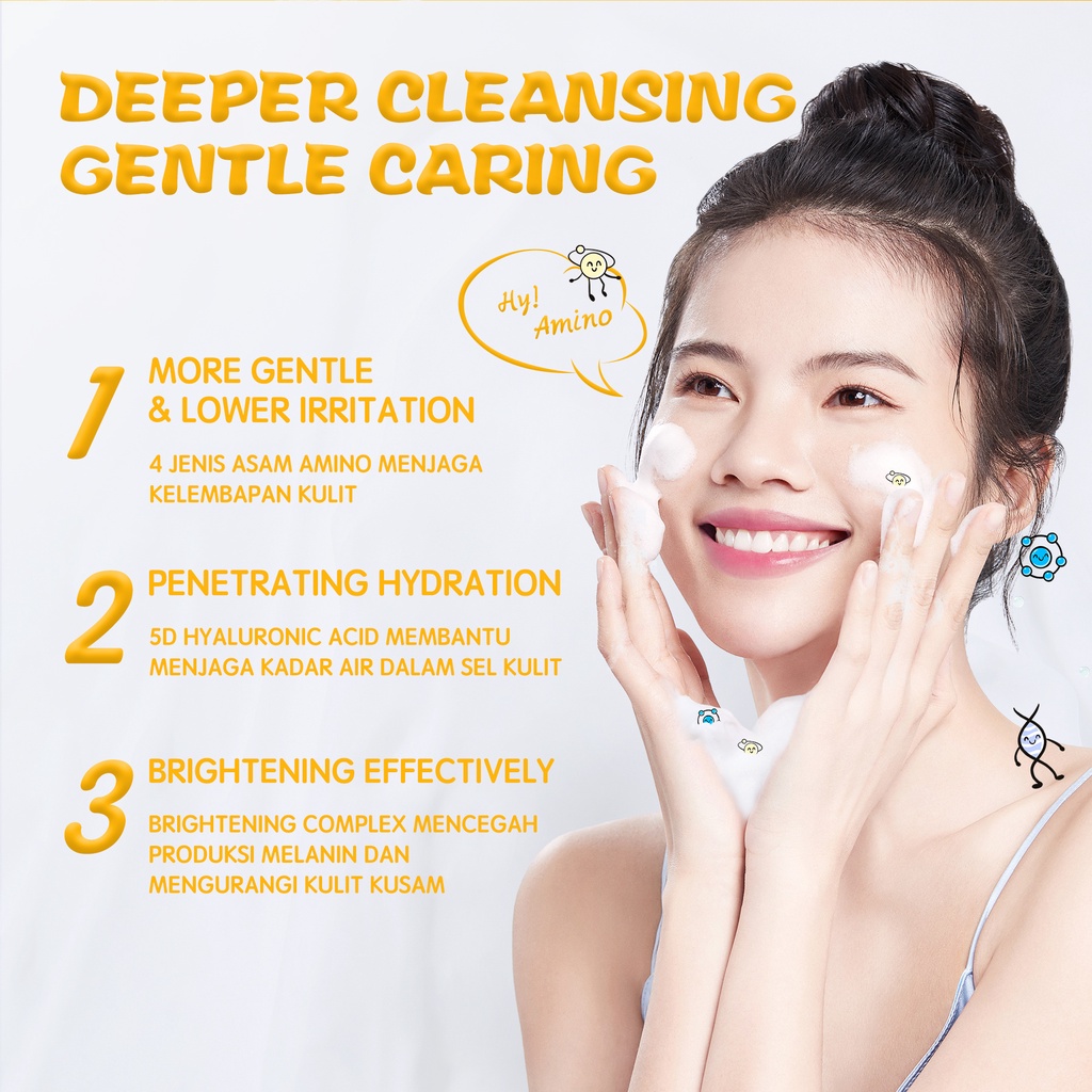 YOU Hy! Amino Glo-Win Brightening Facial Wash 50gr (Kuning)