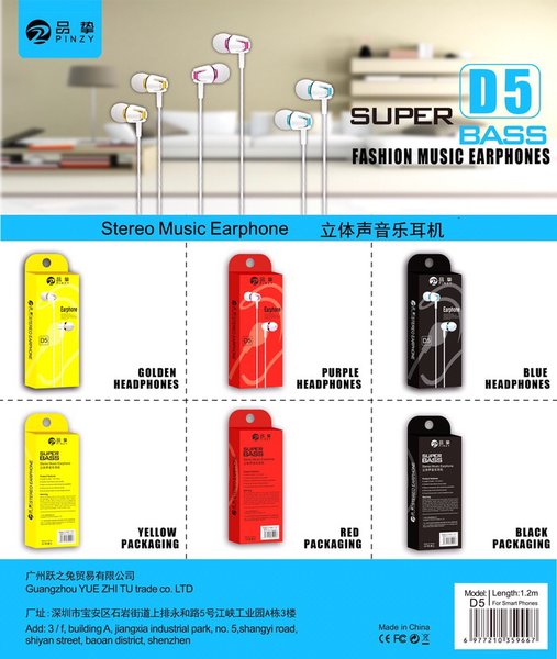 PINZY Handsfree D5 Original (Earphone Stereo)