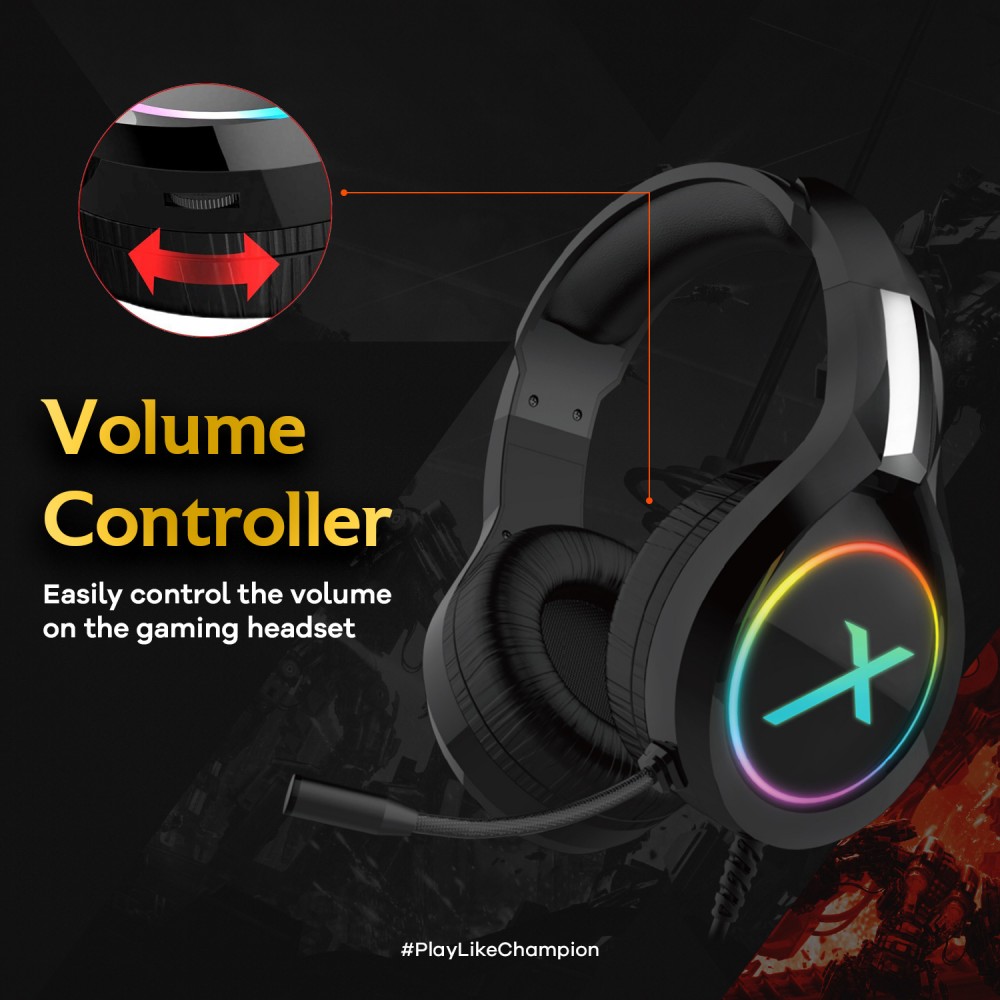 JETE Headphone Gaming GA5 (RGB Light Colors) with Audio Controller