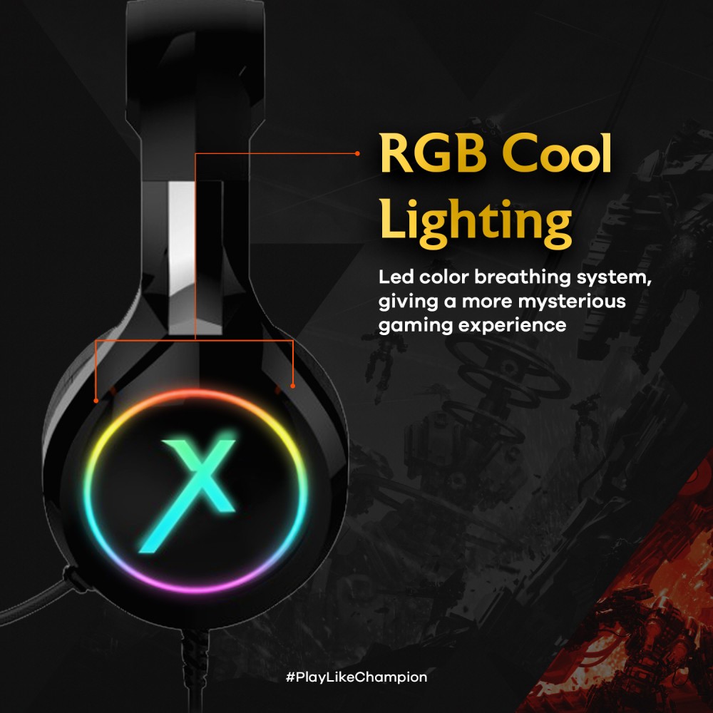 JETE Headphone Gaming GA5 (RGB Light Colors) with Audio Controller