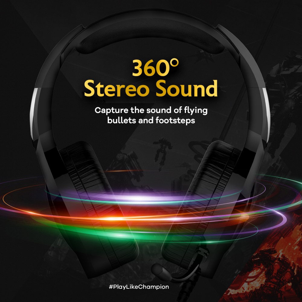 JETE Headphone Gaming GA5 (RGB Light Colors) with Audio Controller