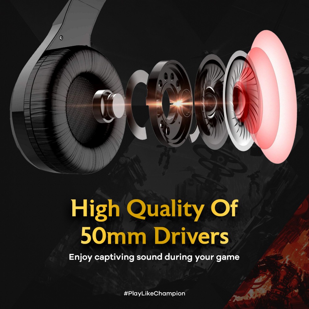 JETE Headphone Gaming GA5 (RGB Light Colors) with Audio Controller