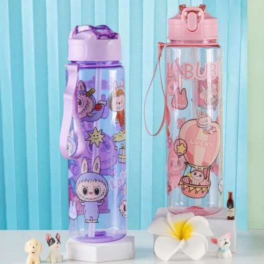 Botol Minum LABUBU 900ml - Botol Minum Anak Lucu (Free Sedotan)