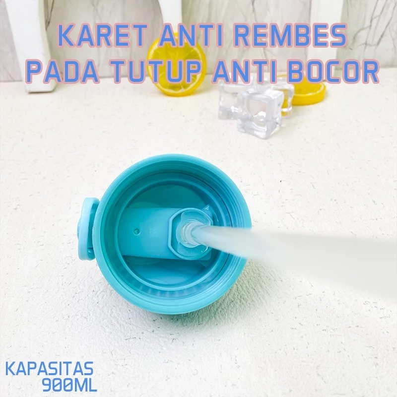 Botol Minum LABUBU 900ml - Botol Minum Anak Lucu (Free Sedotan)
