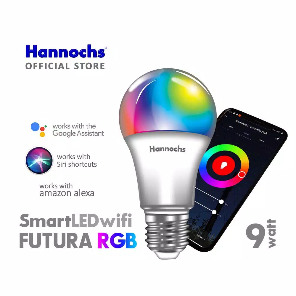 HANNOCHS WiFi Futura Smart LED Bohlam 9 Watt (9W) RGB