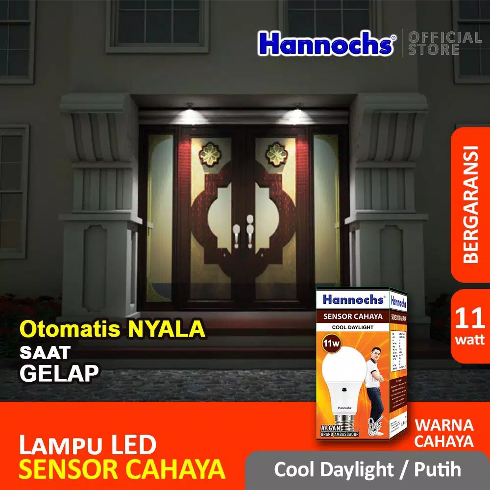 HANNOCHS Light Sensor Bohlam LED 11 Watt (11W) CDL - Bohlam Sensor Cahaya
