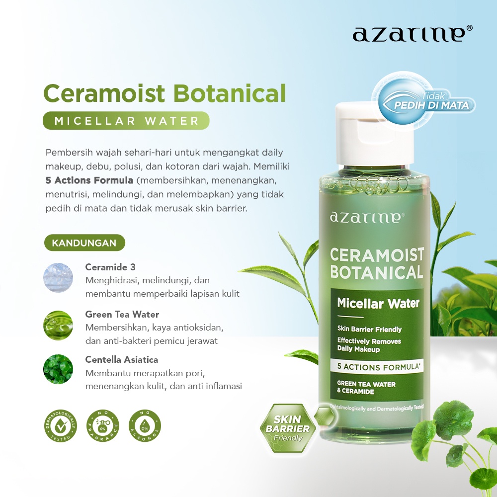 Azarine Ceramoist Botanical Micellar Water 90ml (Hijau)