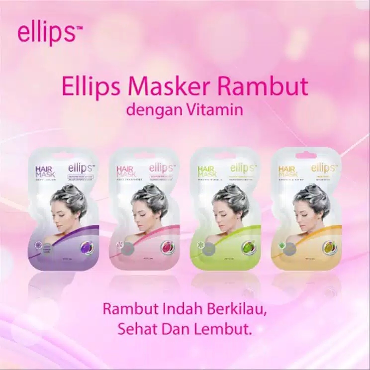 ELLIPS Hair Mask 20gr Kuning - Smooth & Shiny with Aloe Vera Oil
