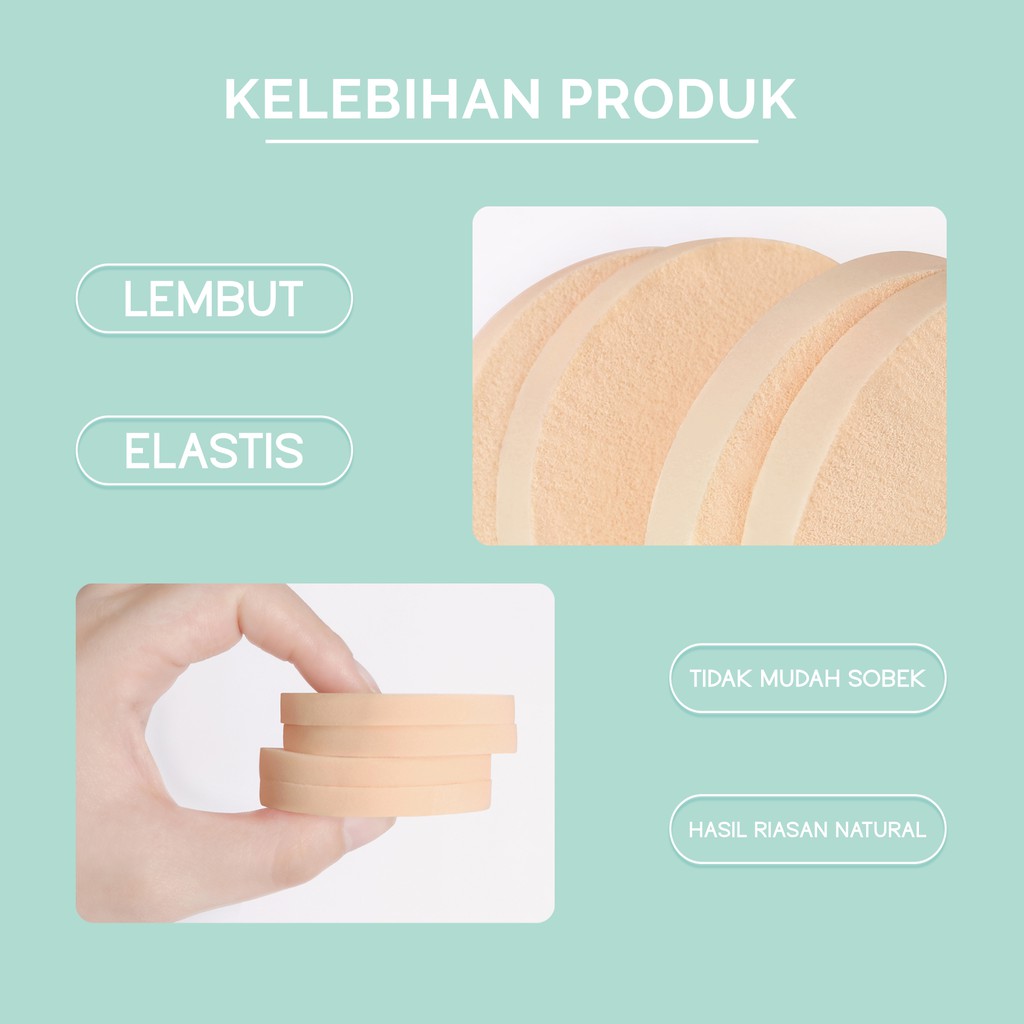 Glam Fix Basic Compact Sponge CIRCLE (Isi 4) - Spons Bedak Bulat