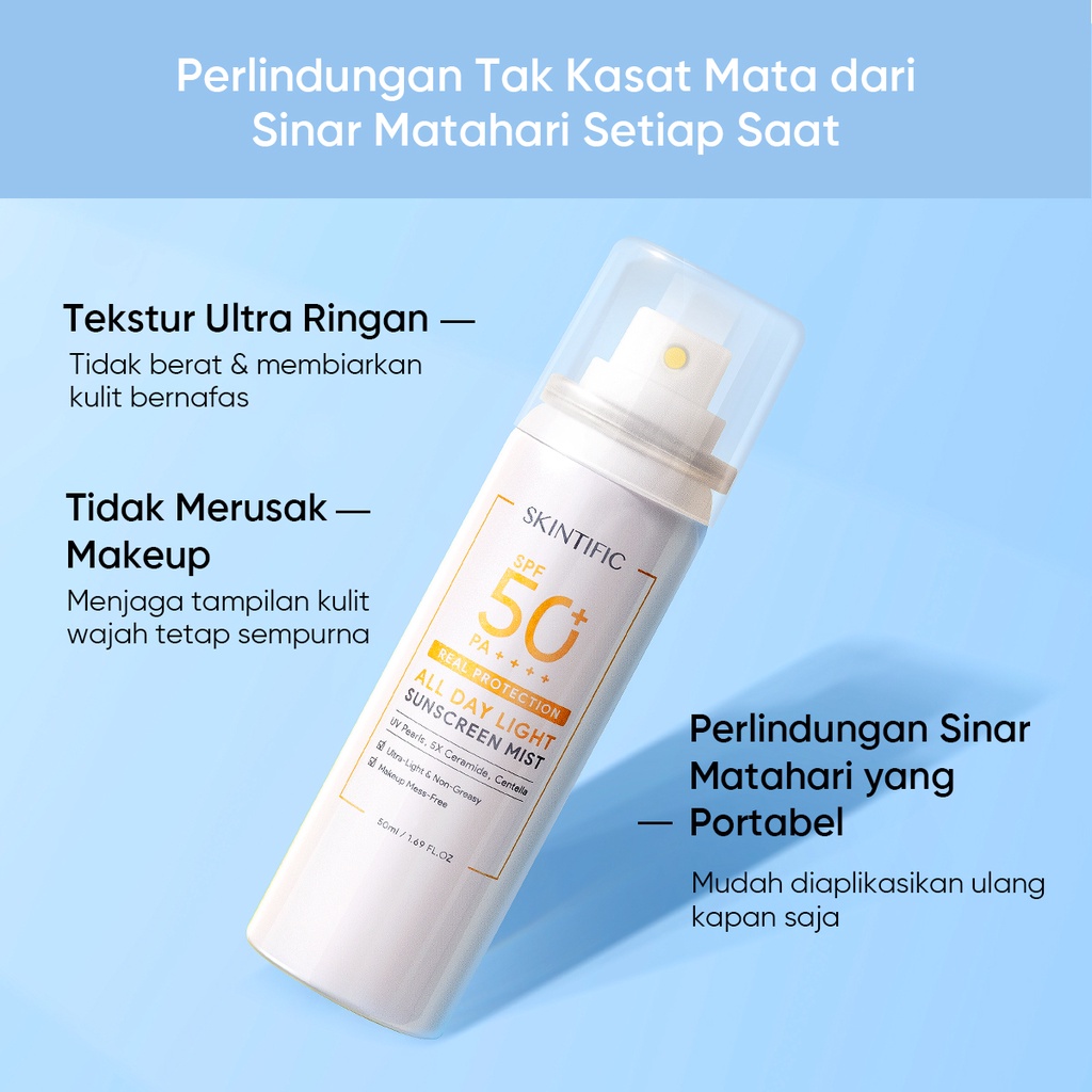 Skintific All Day Light Sunscreen Mist SPF 50+ PA++++ 50ml
