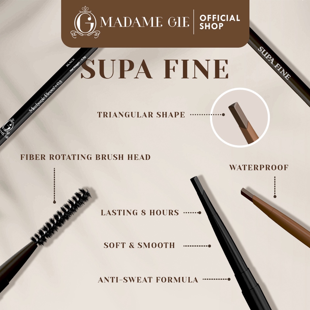 Madame Gie Supa Fine Thin Eyebrow Mechanic 01 Ash Brown