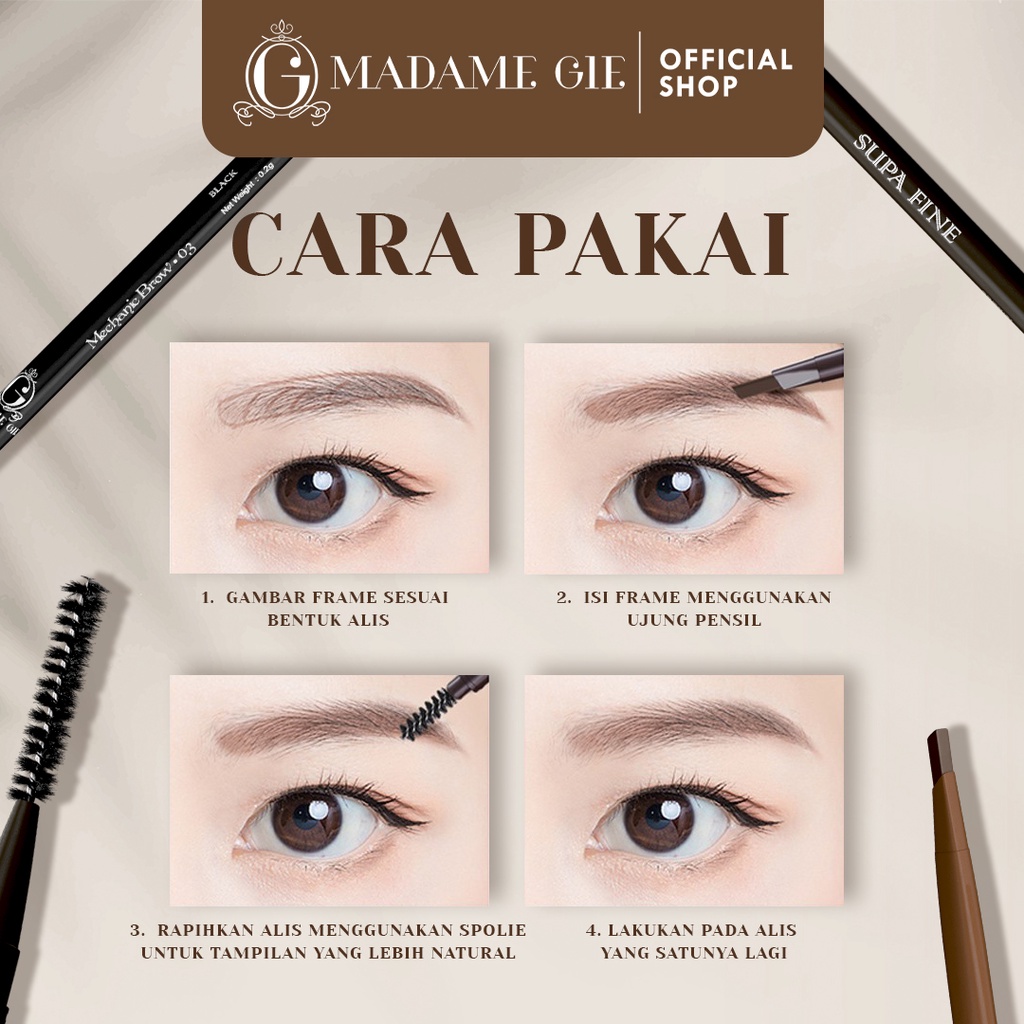 Madame Gie Supa Fine Thin Eyebrow Mechanic 01 Ash Brown