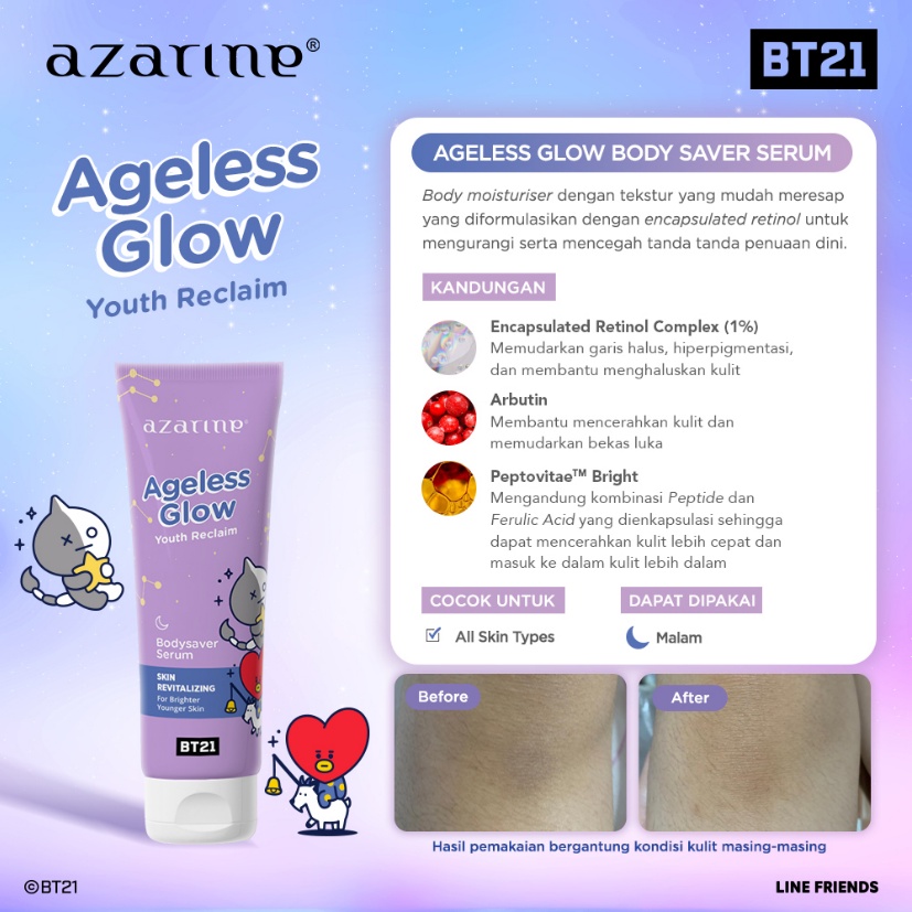 Azarine Bodysaver Serum 100ml - Ageless Glow (Ungu)