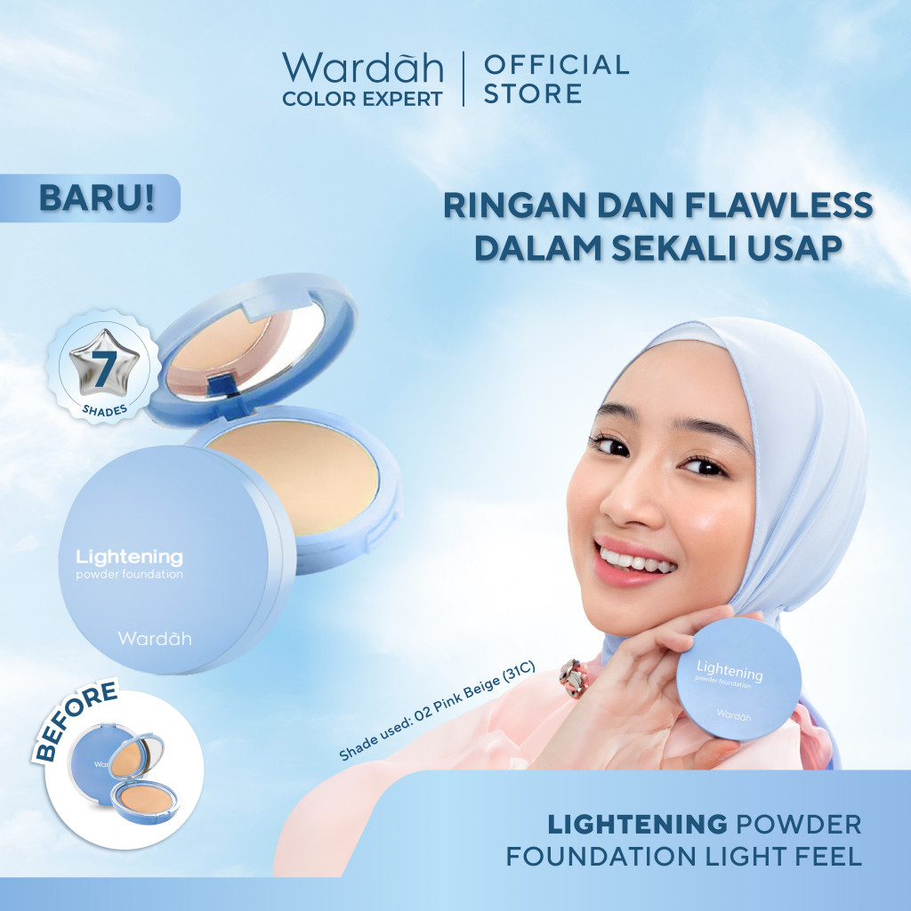 Wardah Lightening Powder Foundation Light Feel 12gr 02 Pink Beige (31C)
