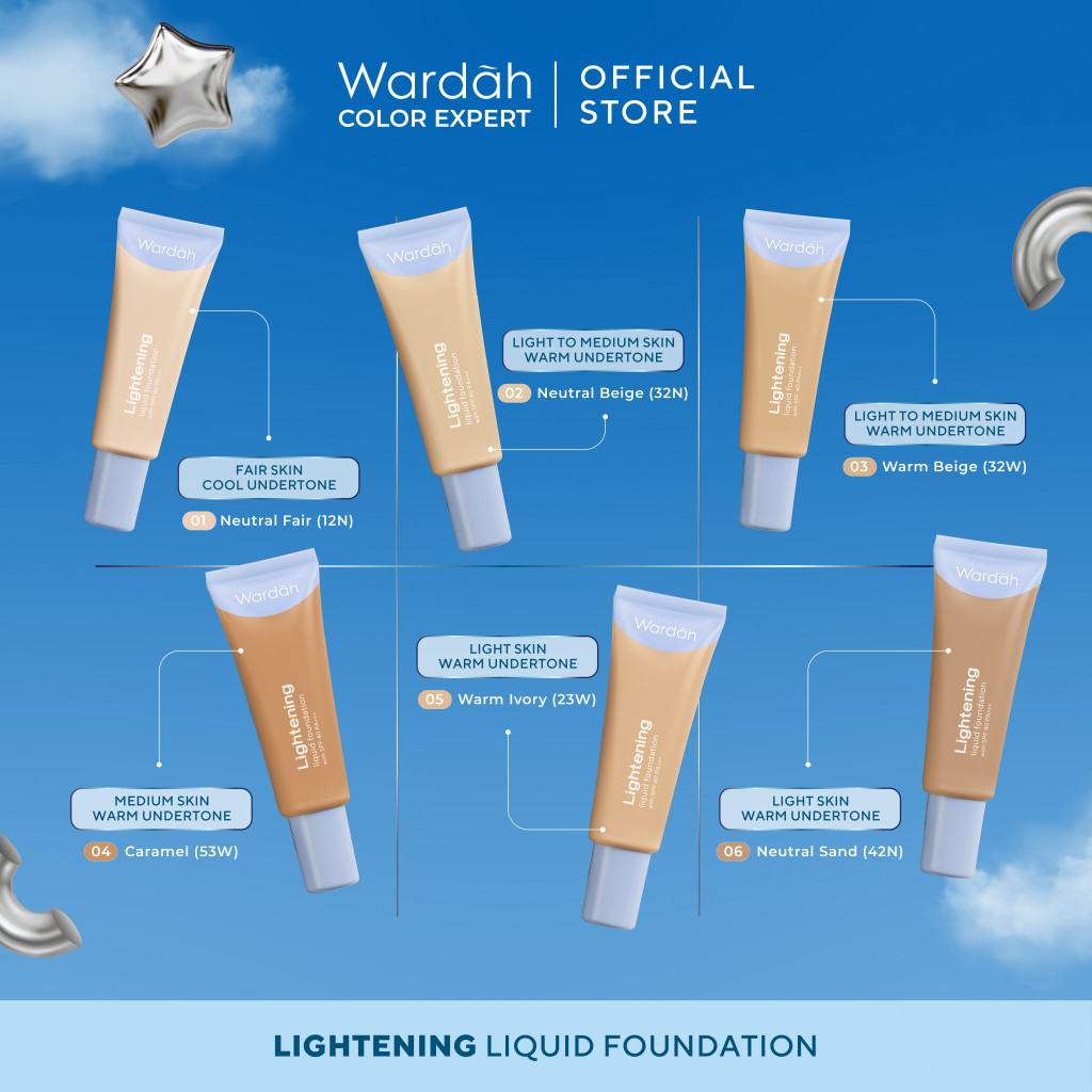 Wardah Lightening Liquid Foundation 25ml - 02 Neutral Beige (32N)