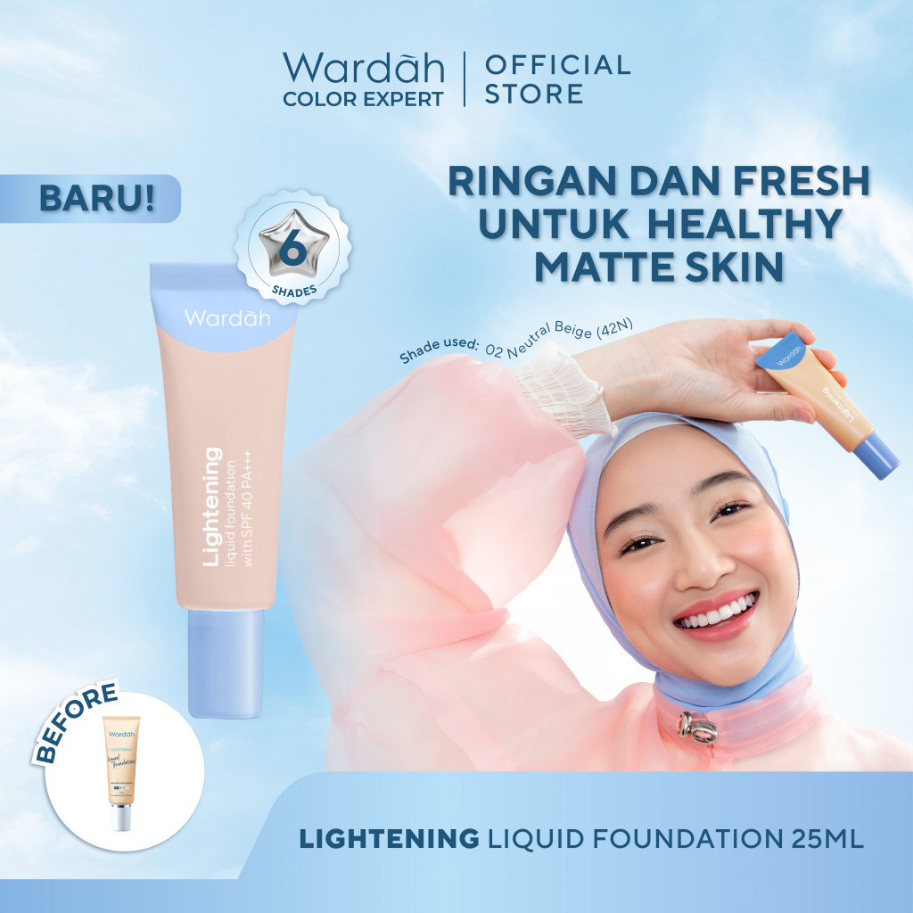 Wardah Lightening Liquid Foundation 25ml - 03 Warm Beige (32W)