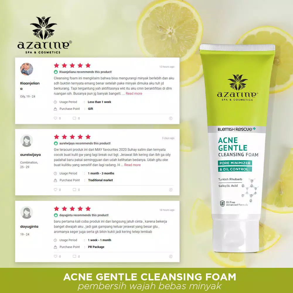 Azarine Blemish Rescue Acne Gentle Cleansing Foam 60 ml