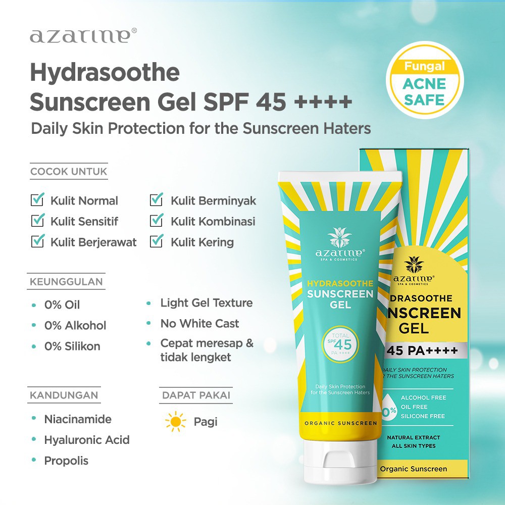 Azarine Herbal Essential Hydrasoothe Sunscreen Gel SPF45 PA++++ 50ml