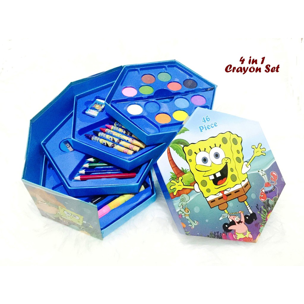 Crayon Set Warna Gambar Karakter 4in1 Isi 46