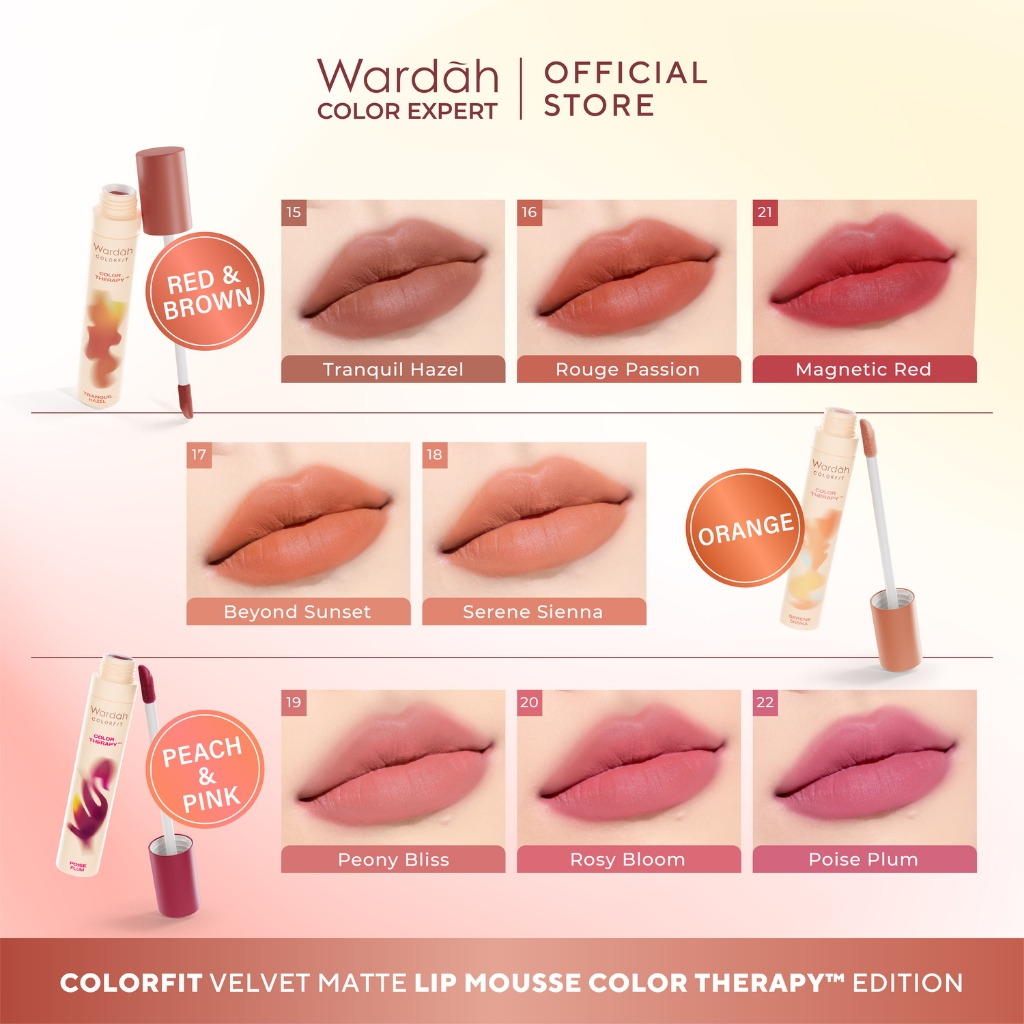 Wardah Colorfit Velvet Matte Lip Mousse Color Therapy 4gr - 16 Rouge Passion Wardah Colorfit Velvet Matte Lip Mousse Color Therapy 4gr - 16 Rouge Passion