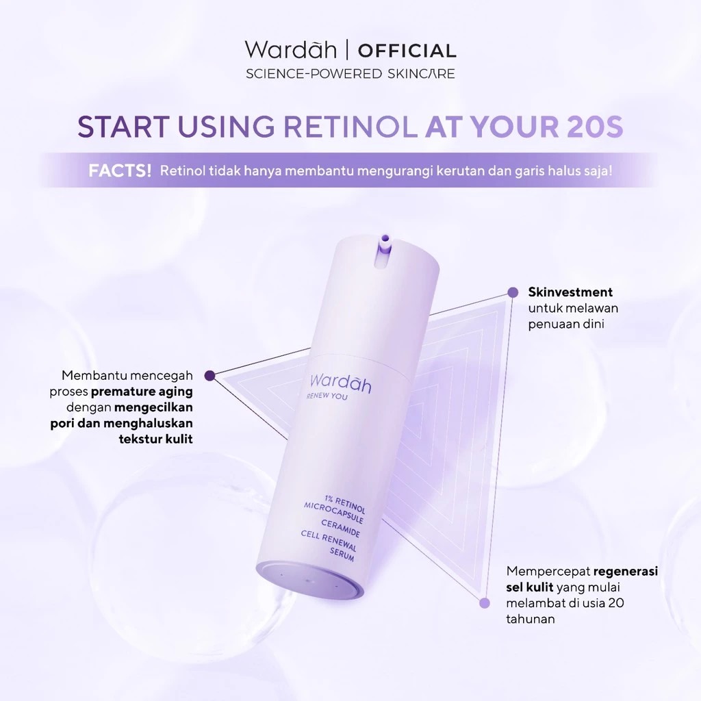 Wardah Renew You 1% Retinol Microcapsule  Ceramide Cell Renewal Serum 15ml