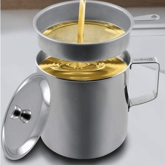 Oil Pot - Gelas Saringan Minyak + Tutup 1.3L