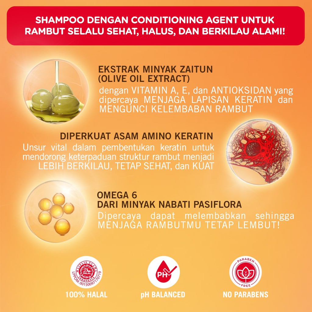 Makarizo Hair Energy Conditioning Shampoo Fibertherapy 170ml Botol - Olive (Merah)