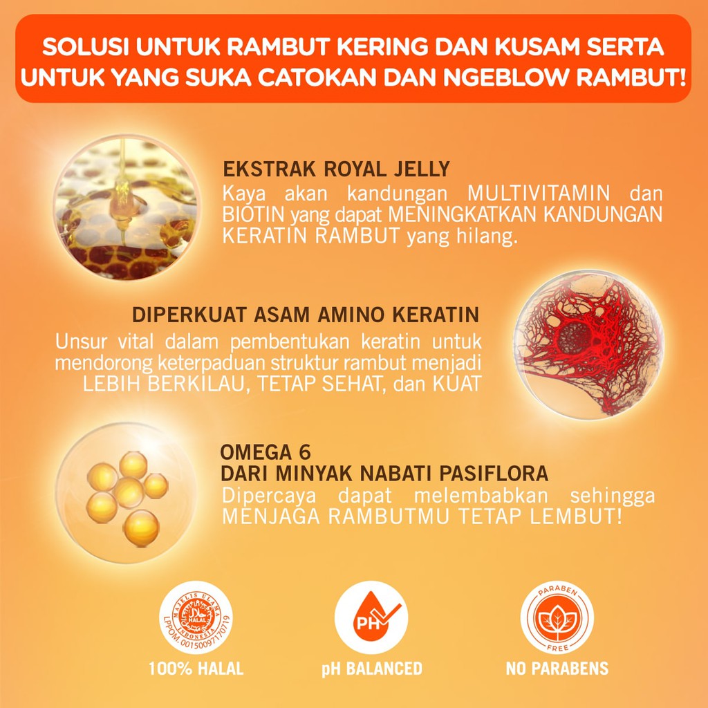 Makarizo Hair Energy Fiber Hair & Scalp Creambath 500gr Jar - Royal Jelly (Orange)