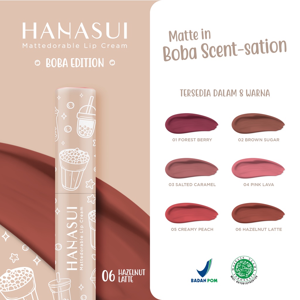 HANASUI Mattedorable Lip Cream BOBA Edition - 06 HAZELNUT LATTE