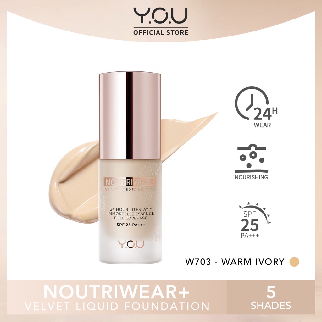 YOU Noutriwear+ Velvet Liquid Foundation W703 Warm Ivory YOU Noutriwear+ Velvet Liquid Foundation W703 Warm Ivory