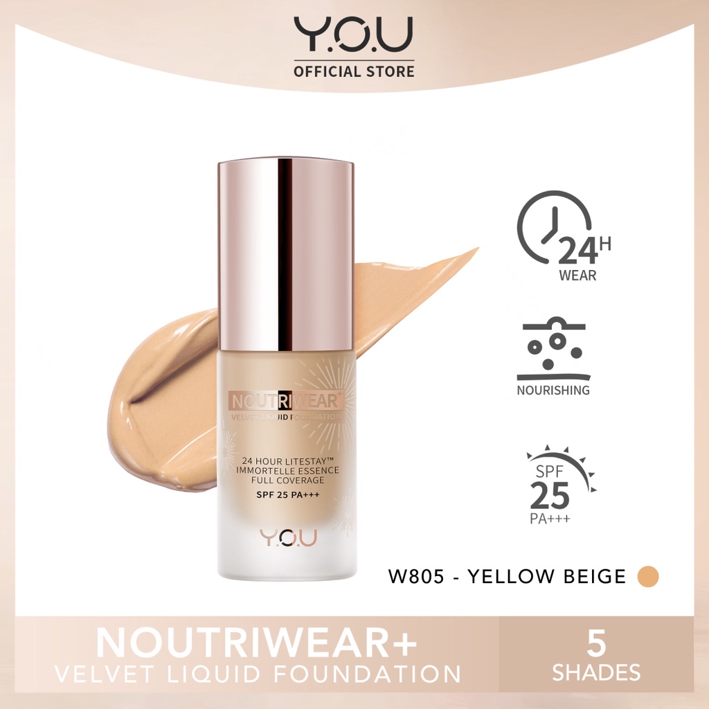 YOU Noutriwear+ Velvet Liquid Foundation W805 Yellow Beige YOU Noutriwear+ Velvet Liquid Foundation W805 Yellow Beige
